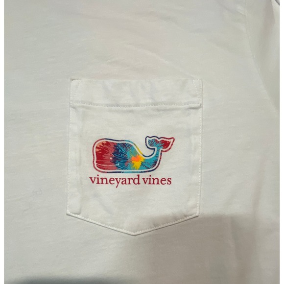 Vineyard Vines Mens White Tie Dye Whale Long Sleeve Pocket T-Shirt Size M - Picture 4 of 9